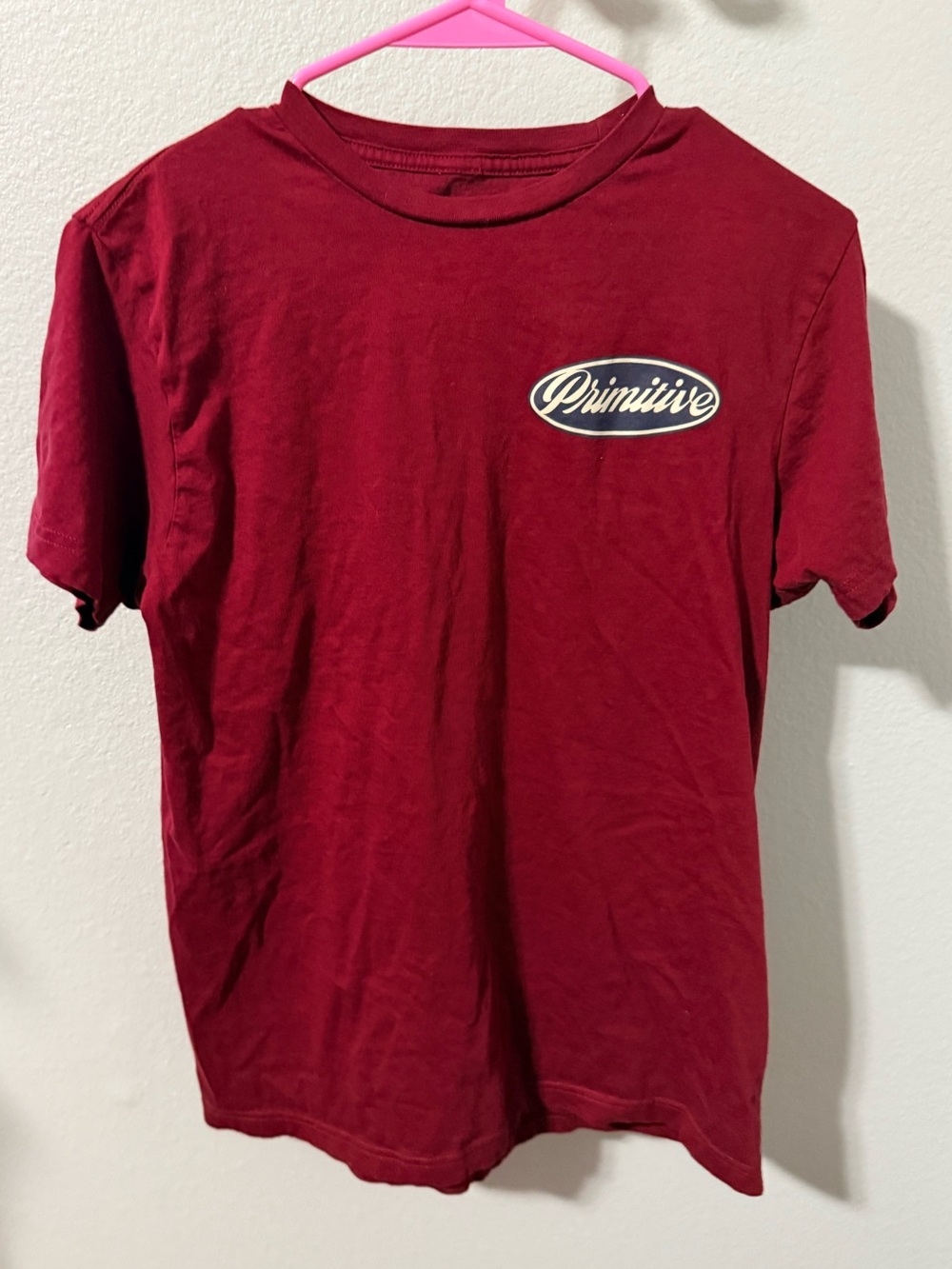 Primitive Men's Short Sleeve Crewneck T-Shirt — Burgundy, size small